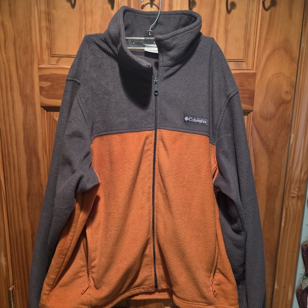 Columbia Two-Tone Gray and Orange Fleece Jacketmens Xl